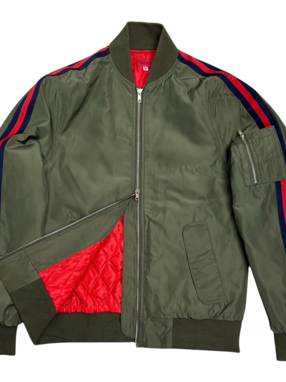 KILLION Jacket Designer Streetwear Army Green Bomber Coat Mens Medium